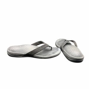 Vionic Rhinestone Flip Flops Black Gray Orthotic Sandals Women’s 11